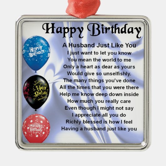 Husband Poem - Happy Birthday Metalen Ornament (Voorkant)
