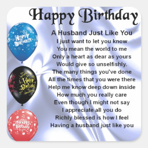 Husband Poem - Happy Birthday Vierkante Sticker