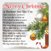 Husband Poem - kerstontwerp Vierkante Sticker (Voorkant)