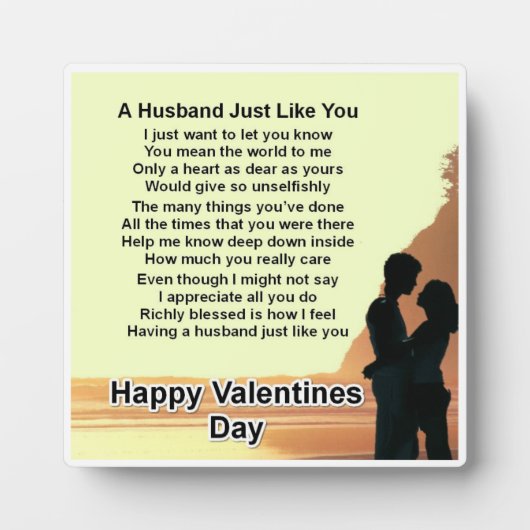 Husband Poem Plaque - Valentijnsdag - Lovers Fotoplaat (Voorkant)