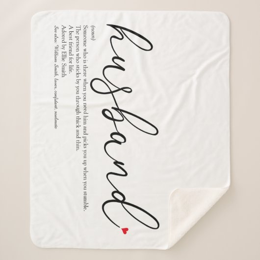 Husband Red Love Heart Elegant Script Definition Sherpa Deken (Voorkant)