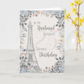 Husband Romantic 25th Birthday Eiffel Tower Kaart (Gele Bloem)
