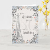 Husband Romantic 30th Birthday Eiffel Tower Kaart (Gele Bloem)