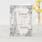 Husband Romantic 50th Birthday Eiffel Tower Kaart (Gele Bloem)