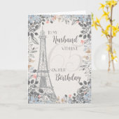 Husband Romantic 65th Birthday Eiffel Tower Kaart (Gele Bloem)