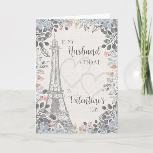 Husband Romantic Valentines Day Eiffel Tower Kaart (Voorkant)