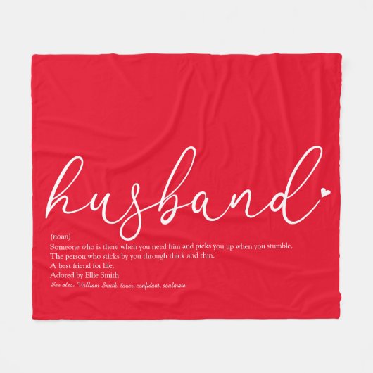 Husband Script Liefde Hart Definitie Rood Fleece Deken (Voorkant (Horizontaal))