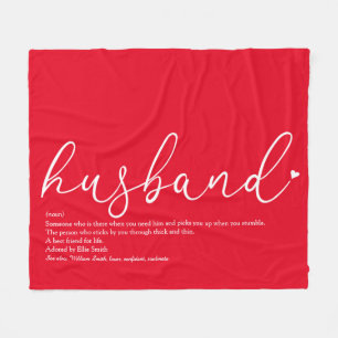Husband Script Love Heart Definition Red Fleece Deken