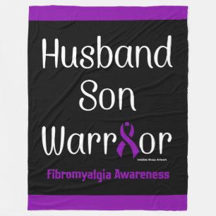 Husband Son Warrior...Fibro Fleece Deken