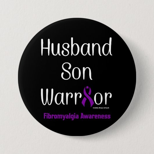 Husband Son Warrior...Fibro Ronde Button 7,6 Cm (Voorkant)