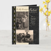 Husband, stoomtrein van Birthday Husband Kaart (Gele Bloem)