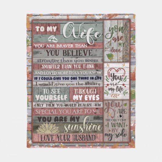 Husband to Wife Love van echtgenoot Fleece Blanket (Voorkant)