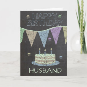 Husband Trendy Chalk Board Effect, Birthday Cake Kaart
