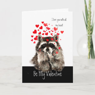 Husband Valentijn Love Fun Raccoon Blower Kisses Feestdagen Kaart