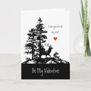 Husband Valentijn Love Heart Vintage Stag Deer Art Feestdagen Kaart