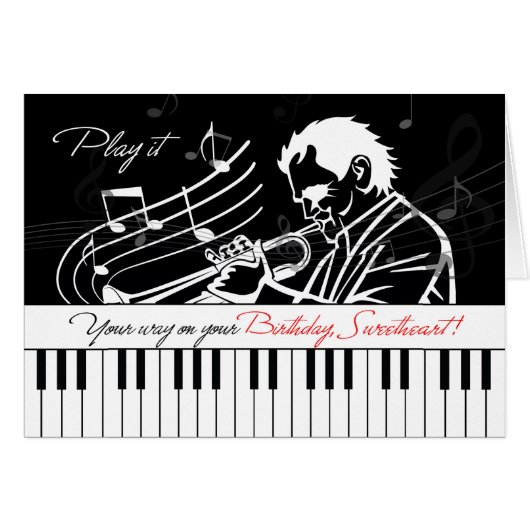 Husband's Birthday Music Theme Jazz Piano Keys (Voorkant Horizontaal)