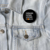Husbynd Vader Legend Coach Fun Bysketbyll Gift Ronde Button 5,7 Cm (In situ)