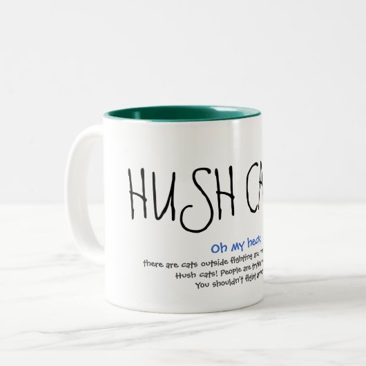 HUSH CATS! De mok! Tweekleurige Koffiemok (Voorkant links)