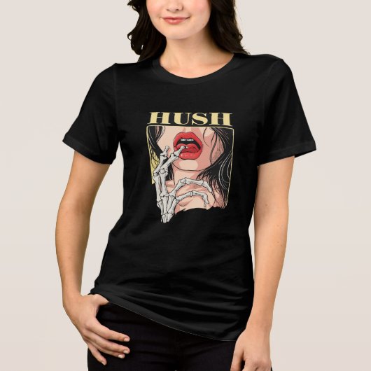 HUSH Graphic Women's T-Shirt – Bold Aesthetic Art  (Voorkant)