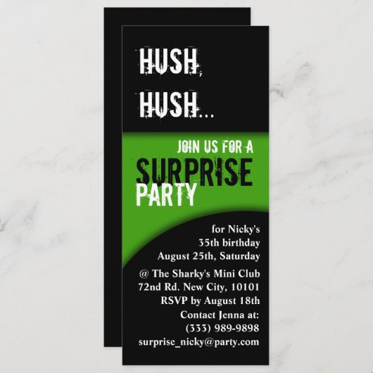 hush , hush verjaardag verrassing kaart (Voorkant / Achterkant)