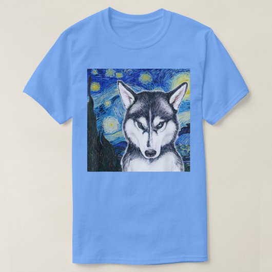 Huskey on a Starry Night  T-shirt (Design voorkant)