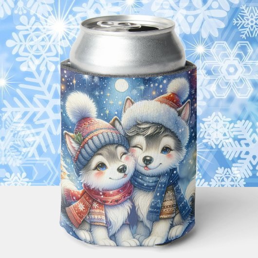 Huskie Dogs Naam toevoegen Christmas Winter Gift Blikjeskoeler