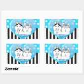 Huskies blauw patroon rechthoekige sticker (Vel)