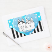 Huskies blauw patroon rechthoekige sticker (Envelop)