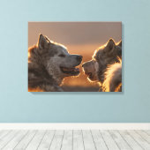 Huskies Dogs Foto Canvas Afdruk (Insitu (Houten vloer))
