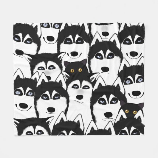 Huskies Fleece Blanket Deken (Voorkant (Horizontaal))