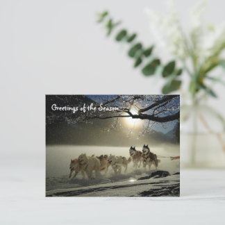 Huskies Husky Holiday Sled Dog Briefkaart voor ker