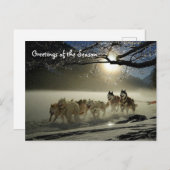 Huskies Husky Holiday Sled Dog Briefkaart voor ker (Voorkant / Achterkant)