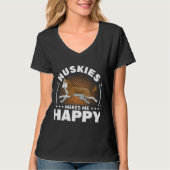 Huskies maakt me blij hond t-shirt (Voorkant)