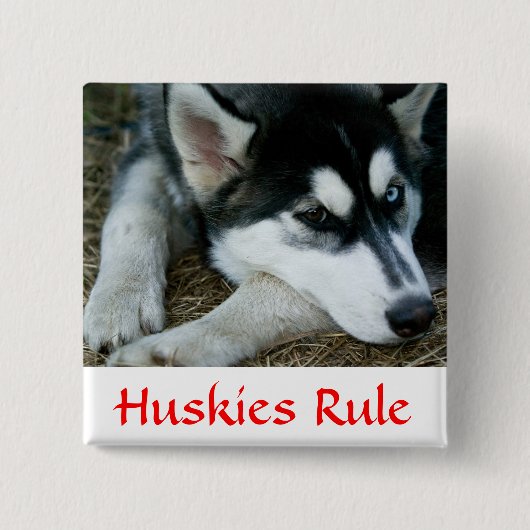 Huskies Rule Siberian Husky Pin Button (Voorkant)