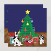 Huskies spelen onder de kerstboom Kaart (Voorkant / Achterkant)