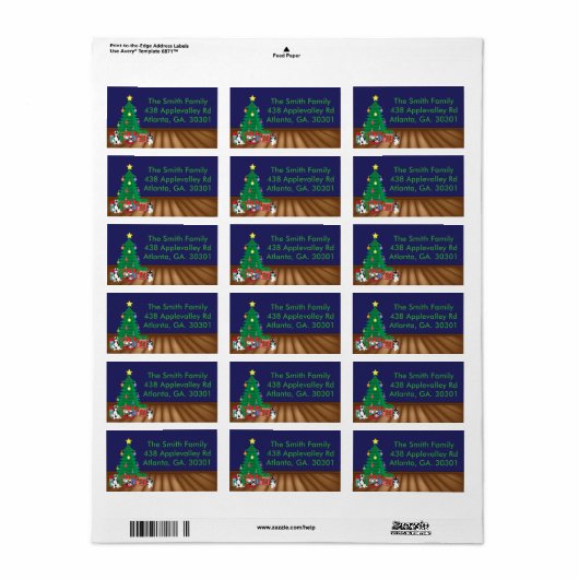 Huskies spelen onder de kerstboom Kaart Etiket (Full Sheet)