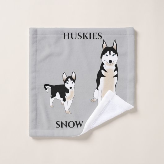 Huskies wasdoek met huisdiernaam. washandje (Wasdoekje)