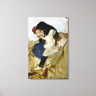 Husking Corn, 1885 Canvas Afdruk