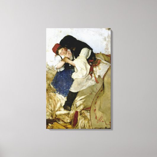 Husking Corn, 1885 Canvas Afdruk (Voorkant)