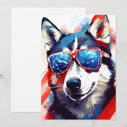 Husky 4 juli Onafhankelijkheidsdag Feestdagenkaart (Voorkant / Achterkant)