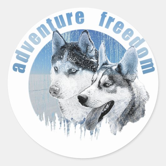 Husky Abenteuer Freiheit Schnee HuskyARTist Ronde Sticker (Voorkant)
