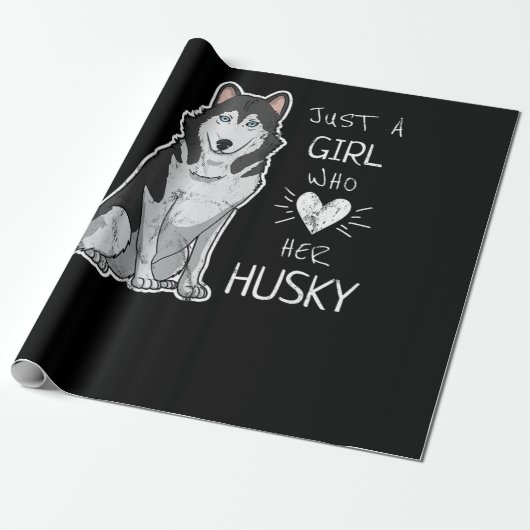 Husky | Alleen een meisje dat van haar Husky Dog h Cadeaupapier (Uitgerold)