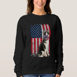 Husky Amerikaanse vlag hond draagt mondkapje 4th o Trui