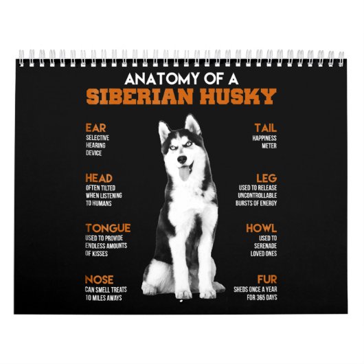 Husky | Anatomie van Siberische heekhonden Kalender (Hoes)