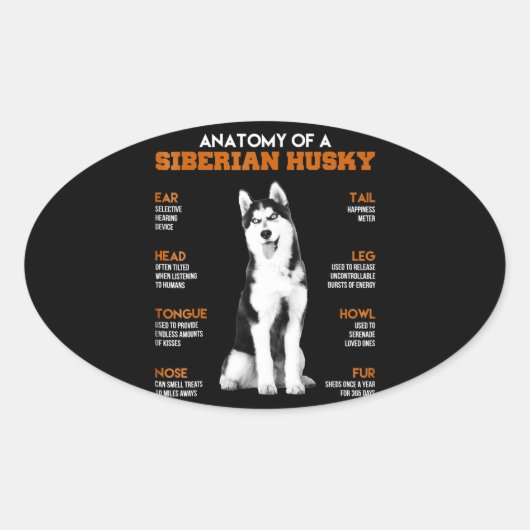 Husky | Anatomie van Siberische heekhonden Ovale Sticker (Voorkant)