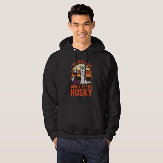 Husky And Wine Siberian Husky Hoodie (Voorkant volledig)