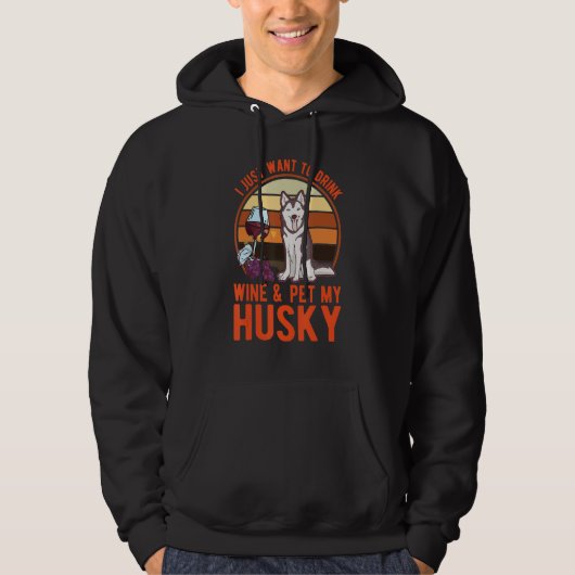 Husky And Wine Siberian Husky Hoodie (Voorkant)