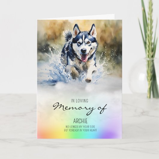 Husky aquarel hond verlies sympathie kaart (Voorkant)