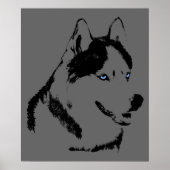 Husky Art Print Sled Dog Art Poster Husky Gifts (Voorkant)