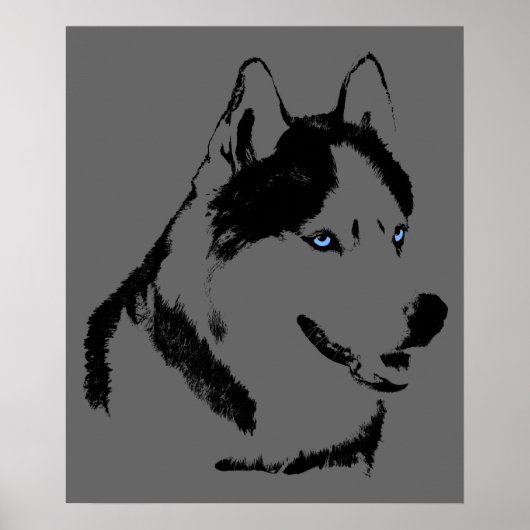 Husky Art Print Sled Dog Art Poster Husky Gifts (Voorkant)
